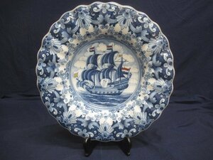 M0730 Makkum マッカム 帆船文 飾皿 絵皿 オランダ