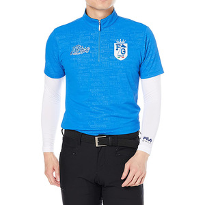 新品 フィラ ゴルフ 742-500 LLサイズ 青 ブルー ハーフジップ半袖シャツ+Vネック長袖インナーシャツ セット 吸汗速乾 UVカット メンズ