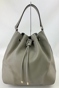 【1円出品】K2411 FURLA フルラ アテナ レザー 2way 巾着バッグ ショルダーバッグ ハンドバッグ ワンショルダー グレー 保存袋あり