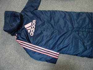 * prompt decision * Adidas * hood * boa attaching long bench coat *120.* navy blue * navy * girl * woman *