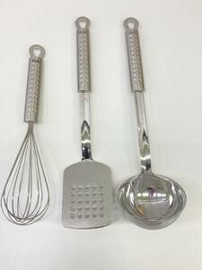 ★◆【USED】Fissler 調理器具 3点セット お玉 フライ返し 泡だて器 フィスラー 80サイズ