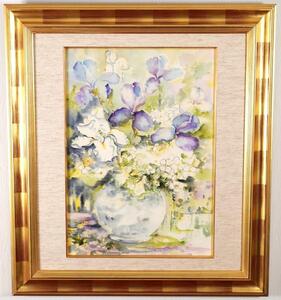 Art hand Auction Pidu Spring Blue Flower ◆ Watercolor No. 10 ◆ Autographed ◆ Fantastic color depiction! Framed, painting, oil painting, Nature, Landscape painting