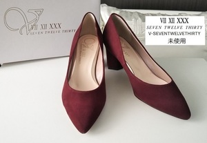  unused V SEVEN TWELVE THIRTYbi seven tu L bsa-ti hexagon heel po Inte dotu suede pumps 23.5 original leather bordeaux 