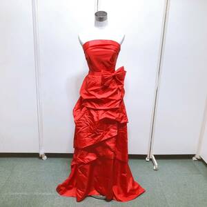 71【中古】COLOR DRESS ウェディングドレス カラードレス FY945 レッド 7-11T リボンモチーフ セパレート ストレートビスチェ 現状品 