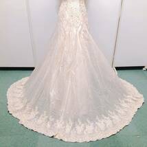 83【中古】Wedding Dress COLOR DRESS ウェディングドレス カラードレス FM001 ベージュ 11-13TT フラワーモチーフ ビジュー レース 現状品_画像7