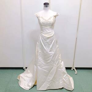 94【中古】Wedding Dress COLOR DRESS ウェディングドレス カラードレス FX987 アイボリー 10T フラワモチーフ 刺繍 ビジュー 現状品