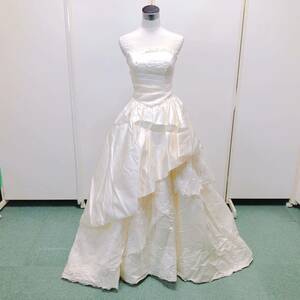 54【中古】Wedding Dress COLOR DRESS ウェディングドレス カラードレス FX479 オフホワイト フラワーモチーフ ビジュー 刺繍 現状品