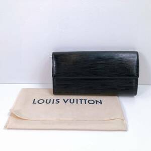 104【中古】LOUIS VUITTON ルイヴィトン エピ 二つ折り長財布 ポルトフォイユ サラ ブラック メンズ レディース レザー 保存袋付き 現状品