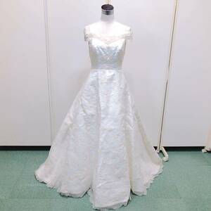 140【中古】Wedding Dress COLOR DRESS ウェディングドレス カラードレス FX473 オフホワイト 11T フラワーモチーフ 刺繍 ビジュー 現状品 