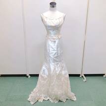 144【中古】Wedding Dress COLOR DRESS ウェディングドレス カラードレス FM422 オフホワイト 7TTT フラワーモチーフ ビジュー 現状品_画像1