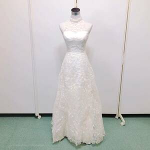 148【中古】COLOR DRESS ウェディングドレス カラードレス FX361 オフホワイト 5T フラワーモチーフ 刺繍 レース 現状品