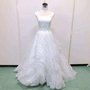 163【中古】Wedding Dress COLOR DRESS ウェディングドレス カラードレス FX390 ホワイト 9T フラワーモチーフ ビジュー レース 現状品 