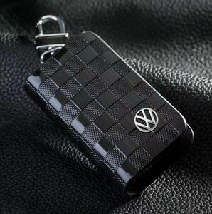  free shipping VW for key case new model high feeling of quality leather smart key case kalabina attaching stylish check pattern present optimum 