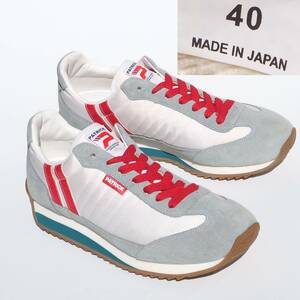 美品!! 40/25cm 日本製 PATRICK マラソン グレーｘ白ｘ赤 パトリック スニーカー