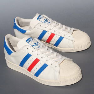 美品!! US 8 1/2・26.5cm 店舗限定カラー 22年 adidas スーパースター 82 superstar 82 トリコロール 天然皮革