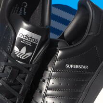 デッド!! US 10 / 28cm 新品 23年製 adidas SUPERSTAR スーパースター 黒x銀 ガラスレザー 天然皮革_画像7