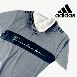 ▲新品【メンズXL(O)】定価1.3万 adidas golf 3WAY Oサイズ 半袖+長袖 チェストロゴ ポロシャツ レイヤード インナー AEROREADY仕様