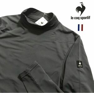 新品【メンズL】チャコール lecoq ルコック GOLF ゴルフ 暖かい フリース ストレッチ モックネック ハイネック シャツ 裏起毛