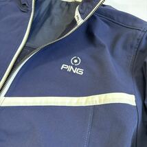 ◆509新品メンズL【PING GOLF】紺ネイビー 定価17600円ピンゴルフ 撥水機能 ストレッチ フルZIP ジャケット 防寒 ストレッチ_画像3