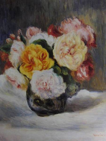 ルノワール, ｢BOUQUET DE ROSES｣, 海外版超希少レゾネ, 新品額付, ara, 絵画, 油彩, 静物画