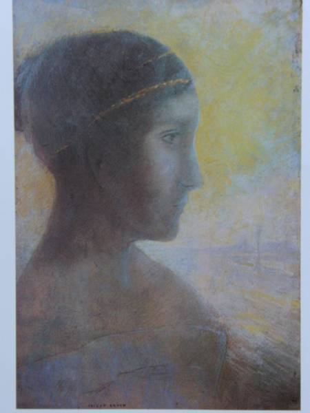 Odilon Redon, Profil einer jungen Frau, Aus dem äußerst seltenen Kunstbuch, Neuer Rahmen inklusive, Nur das erfolgreiche Gebot, Ara, Malerei, Ölgemälde, Porträts