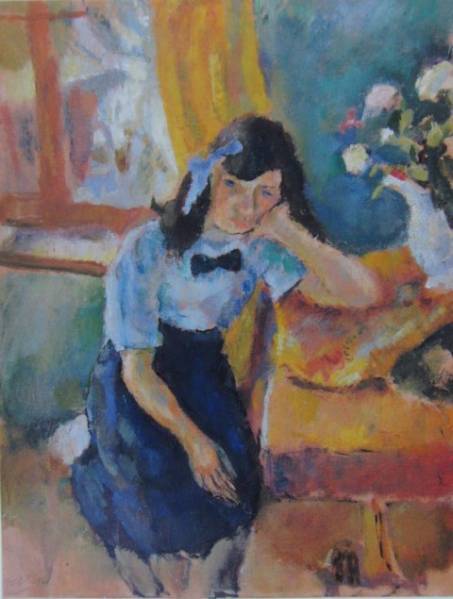 Jules Pascin, Jeune fille accoudee; La Réveuse., Edición en el extranjero, extremadamente raro, razonado, Nuevo con marco, Ara, Cuadro, Pintura al óleo, Retratos