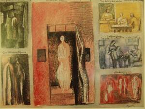 Henry Moore、INTERIOR SCENES、希少高級画集画、新品額装付、送料込み、fan