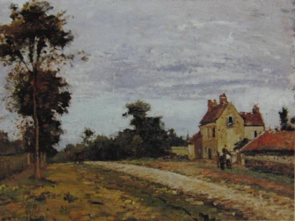 Camille Pissarro, LA GRAND'ROUTE, LOUVECIENNES, Édition outre-mer, extrêmement rare, raisonné, Nouveau cadre inclus, Ventilateur, Peinture, Peinture à l'huile, Nature, Peinture de paysage