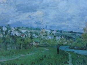 アルフレッド・シスレー 、Alfred Sisley、サンクール近くのセーヌ川、希少画集画、新品額装付、fan