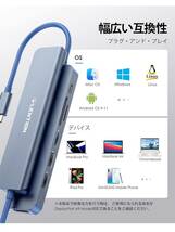 【開封のみ】LENTION ★7in1 USB C ハブ CB-CE18 USB3.0 Micro SD/SDカードリーダー 100W PD給電 4K HDMI Type C タイプc(ブルー)_画像6