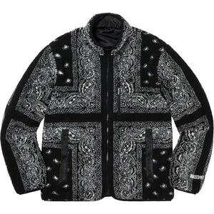 新品未開封 Supreme Reversible Bandana Fleece Jacket BLACK L リバーシブル バンダナ フリース ボアジャケット 納品書付き