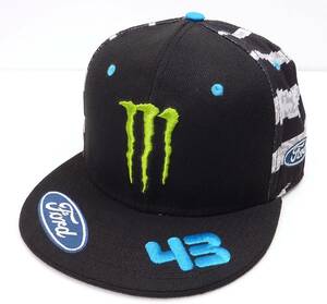 HOONIGAN フーニガン MONSTER ENERGY モンスターエナジーロゴ フラットバイザー スナップバックキャップ（ブラック/ホワイト） 並行輸入品