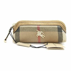  Burberry Mini pouch beige canvas leather used check pattern case key case men's lady's 