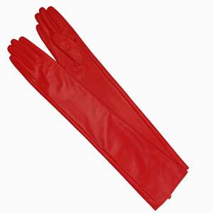  new goods * real leather made # plain design * long glove / red (60cm)