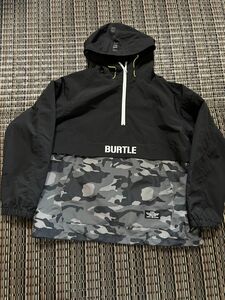 BURTLEバートル ナイロン半ジップパーカー　黒×迷彩　XXL 