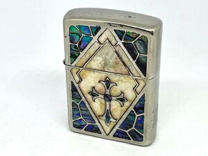 ZIPPO ジッポー オイルライター 2004年製 ARMOR アーマー 螺鈿細工 貝貼 クロス 十字架 喫煙具