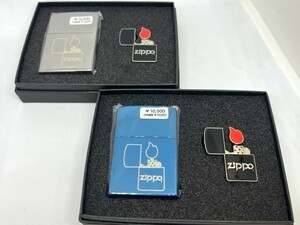 【内袋未開封 未使用】ZIPPO ジッポー ライター 2005年製 チタンコーティング ピンズセット 色違い 2点おまとめ