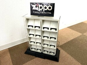 【入手困難品】ZIPPO ジッポー ライター 販促用 専用収納ケース ショーケース 16個 鍵・盗難防止ワイヤー付 底部ZIPPOロゴあり