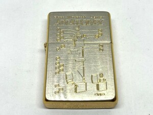 【未使用 保管品】ZIPPO ジッポー ライター 1991年製 フラットトップヴィンテージ ANATOMY アナトミー ゴールド/シルバー コンビ