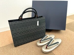 【タグ付き 未使用品】山庄 和装草履 和装バッグ セット 和装具 着物 和装小物 グレー ベージュ 黒