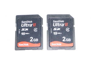 動作保証！SanDisk UltraⅡ SDカード 2GB クラス④ 2枚セット