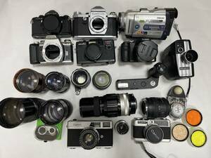 ①カメラ レンズ ビデオカメラ カメラ周辺機器 20点以上 まとめ ジャンク 未検品 PENTAX TOPCON milolta SONY LUMIX FUJICA canon