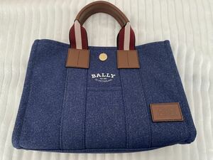 新品　未使用　BALLY バリー キャンバス×レザー ハンドバッグ トートバッグ デニム　ネイビー