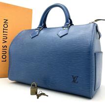 【美品】 鑑定済み LOUIS VUITTON ルイヴィトン エピ スピーディ30 ハンドバッグ ミニボストンバッグ バック レディース ブルー M43005 1円_画像1