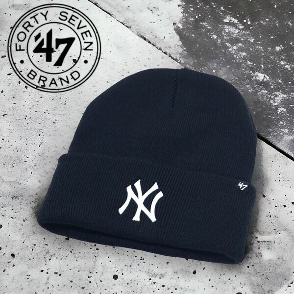 ◆47Brand New York Yankees Cuff Knit Beanie / ニットキャップ　ニット帽　ニューヨーク　ヤンキース　Newera ビーニー　NY ブラック
