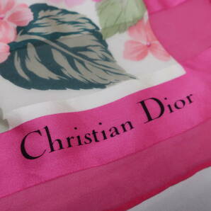 ★パケット発送/同梱不可【S送400円】 894 Christian Dior クリスチャンディオール スカーフ ストール シルク100% 花柄 ピンクの画像2