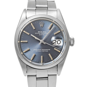 ROLEX oyster Perpetual Date Ref.1500 blue antique goods men's wristwatch 