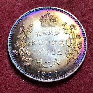 イギリス　1907年　EDWARD　VⅡ　エドワード7世 イギリス領海峡植民地 希少　小型銀貨 貿易銀 