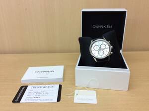 #642 Calvin Klein/カルバンクライン K4m271 メンズ腕時計 クロノグラフ ラバー リューズ操作〇 クオーツ 電池× 箱 ギャランティー 説明書