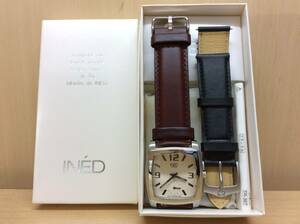 #965 不動品 INED IND HOMME クォーツ メンズ時計 6045-T000231 ベルト替 1N0432 1NP41-6172 シチズン CITIZEN